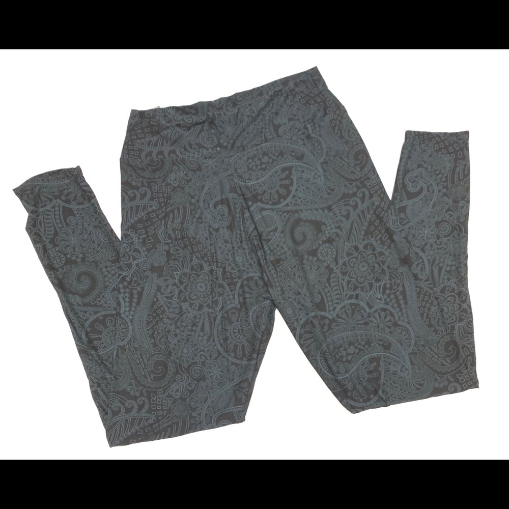 New Black Grey Paisley Peachskin Yoga Band Plus Sz